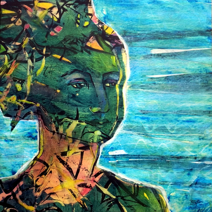 Facing the Wind: Amelie, Acrylic On Canvas 94 x 94 x 2 cm