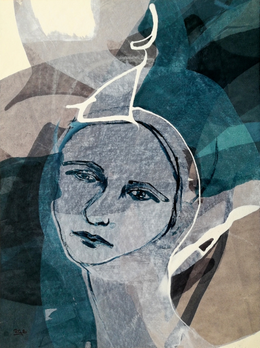 Facing the Wind: Lola, Romana G. Brunnauer , Acrylic on Paper 40 x 29.7 cm