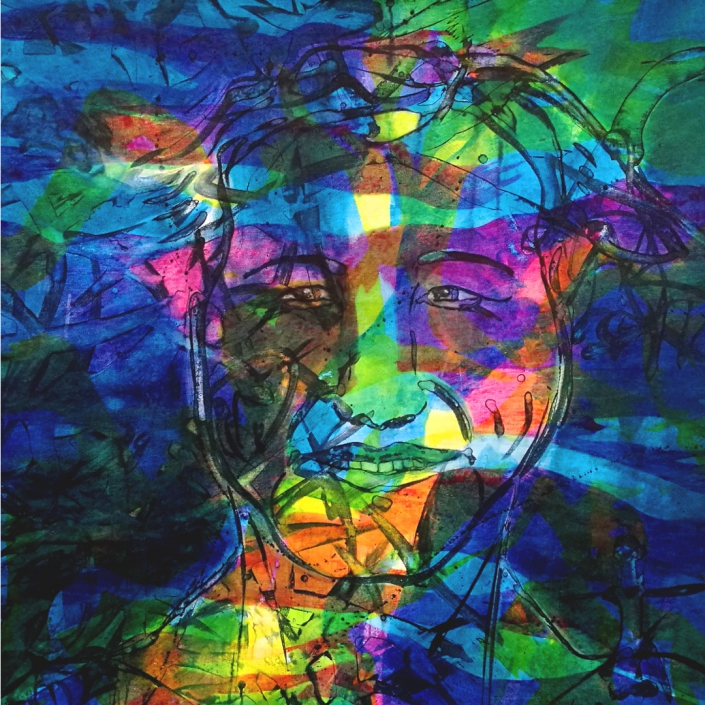 Facing the Wind: Maik, Acrylic on Canvas, 95 x 95 x 2 cm