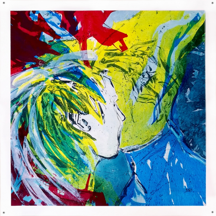 Facing the Wind: Nuria & Jorge, Acrylic on Canvas, 94 x 94 cm